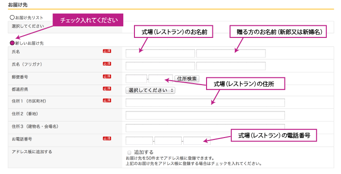 会場によって異なりますが受付や、パーティ会場に置いて飾ります。