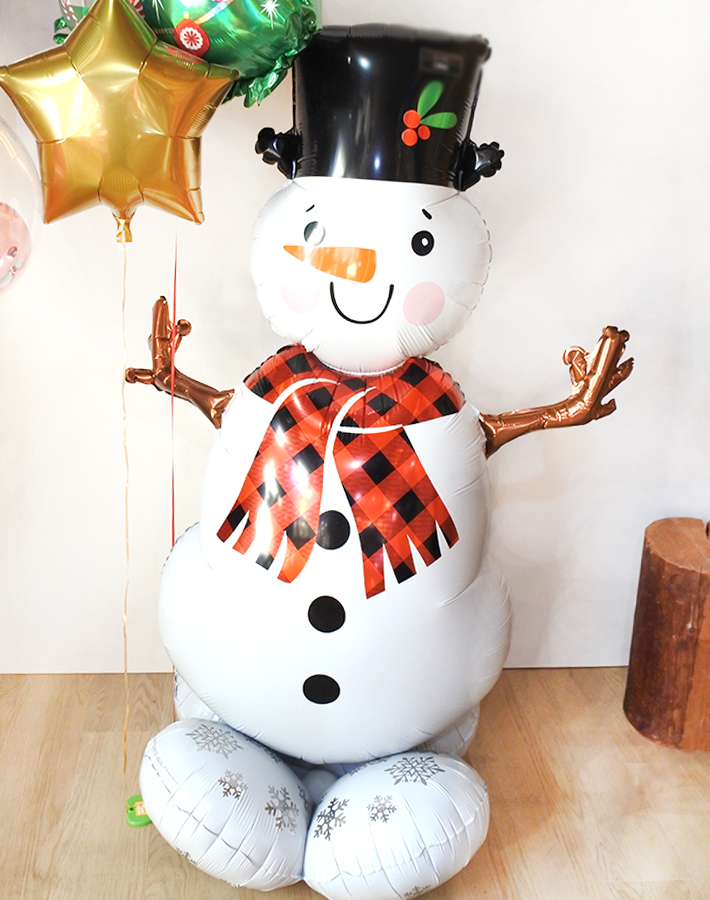 クリスマスホームパーティー】クリスマスパーティーバルーン スノーマンと6個のバルーン、ハンドポンプセット〈補充用ガス缶１本プレゼント〉【送料込み】  クリスマス バルーンショップ ALPACA・PACA