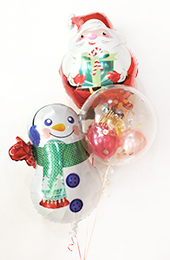 【クリスマスホームパーティー】クリスマスパーティーバルーン　３個のブーケ〈補充用ガス缶１本プレゼント〉【送料込み】