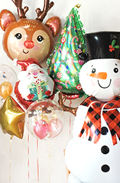 【クリスマスホームパーティー】クリスマスパーティーバルーン　スノーマンと6個のバルーン、ハンドポンプセット〈補充用ガス缶１本プレゼント〉【送料込み】