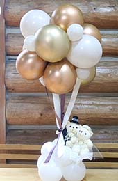【結婚祝い　入籍祝い　ウェルカムバルーン】<br>ぬいぐるみ付　くまちゃん気球バルーン（卓上タイプ）【送料込み】