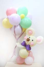 【誕生日、出産祝い、開店祝い】くまちゃんがお祝いバルーンドール（床置きタイプ）【送料込み】